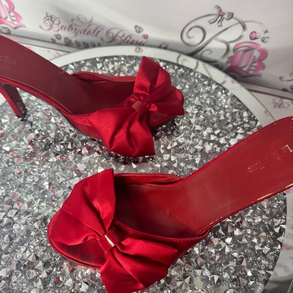 La vie en rose heels ribbon 🎀 bows red heels red bow ribbon accent silky satiny - Picture 13 of 14